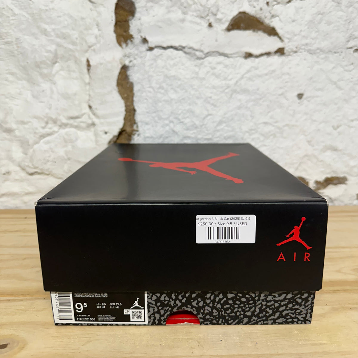 Air Jordan 3 Black Cat (2025) Sz 9.5