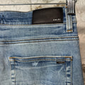 Amiri MX1 Camo Patch Blue Denim Jeans Sz 33