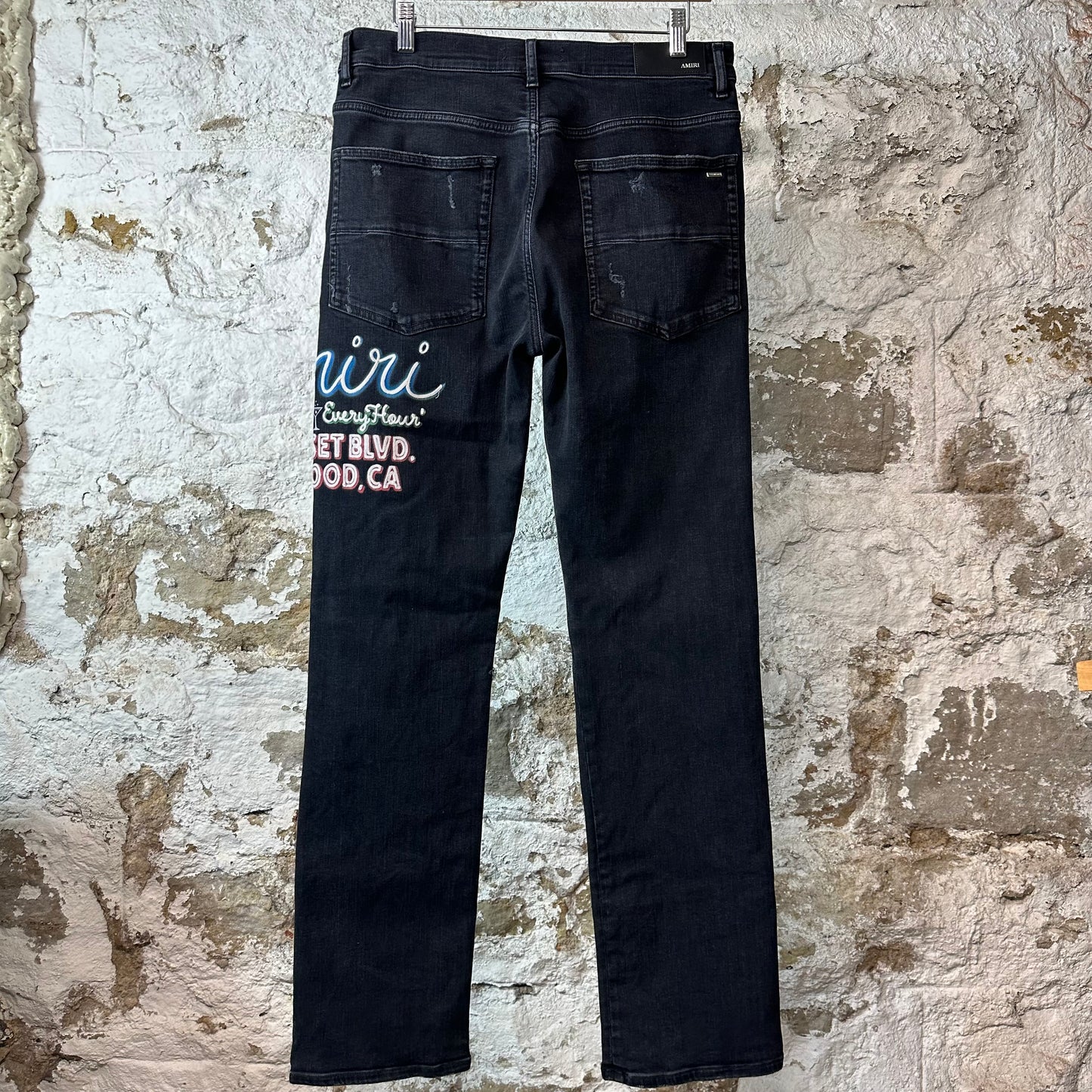 Amiri Neon Lights Black Denim Jeans Sz 32