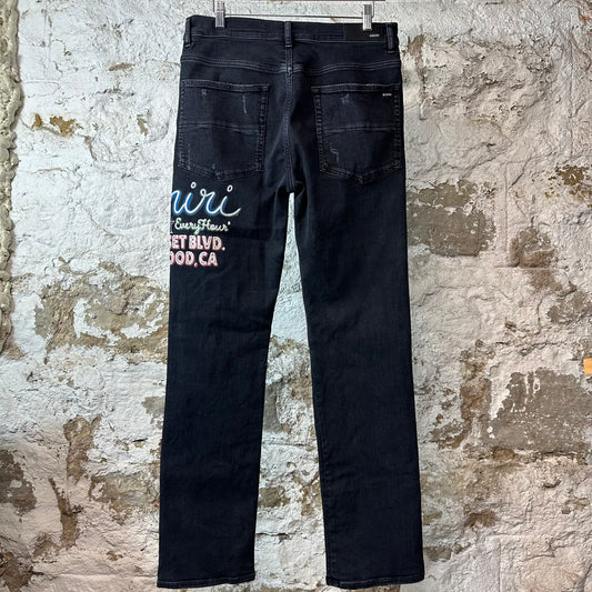 Amiri Neon Lights Black Denim Jeans Sz 32