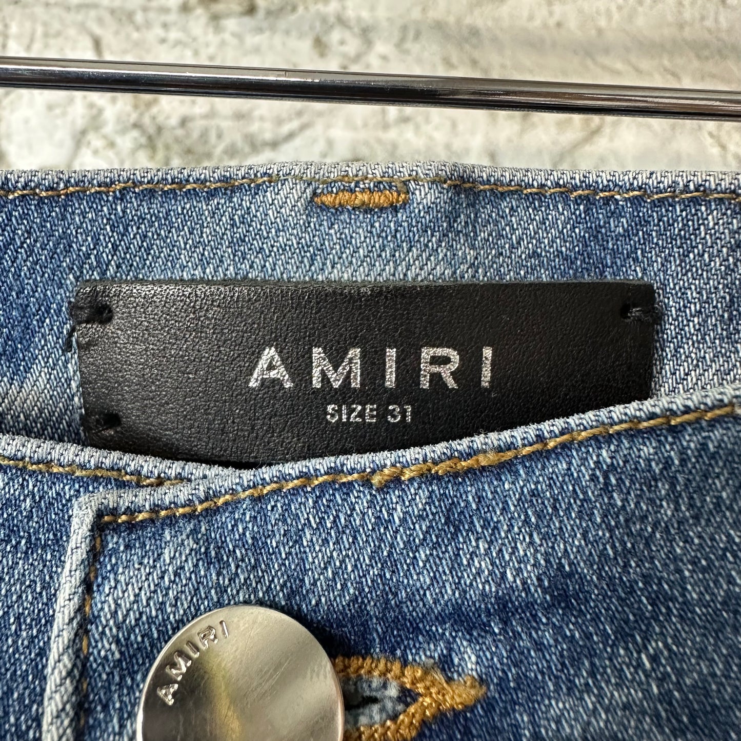 Amiri Orange TGCW Blue Denim Jeans Sz 31
