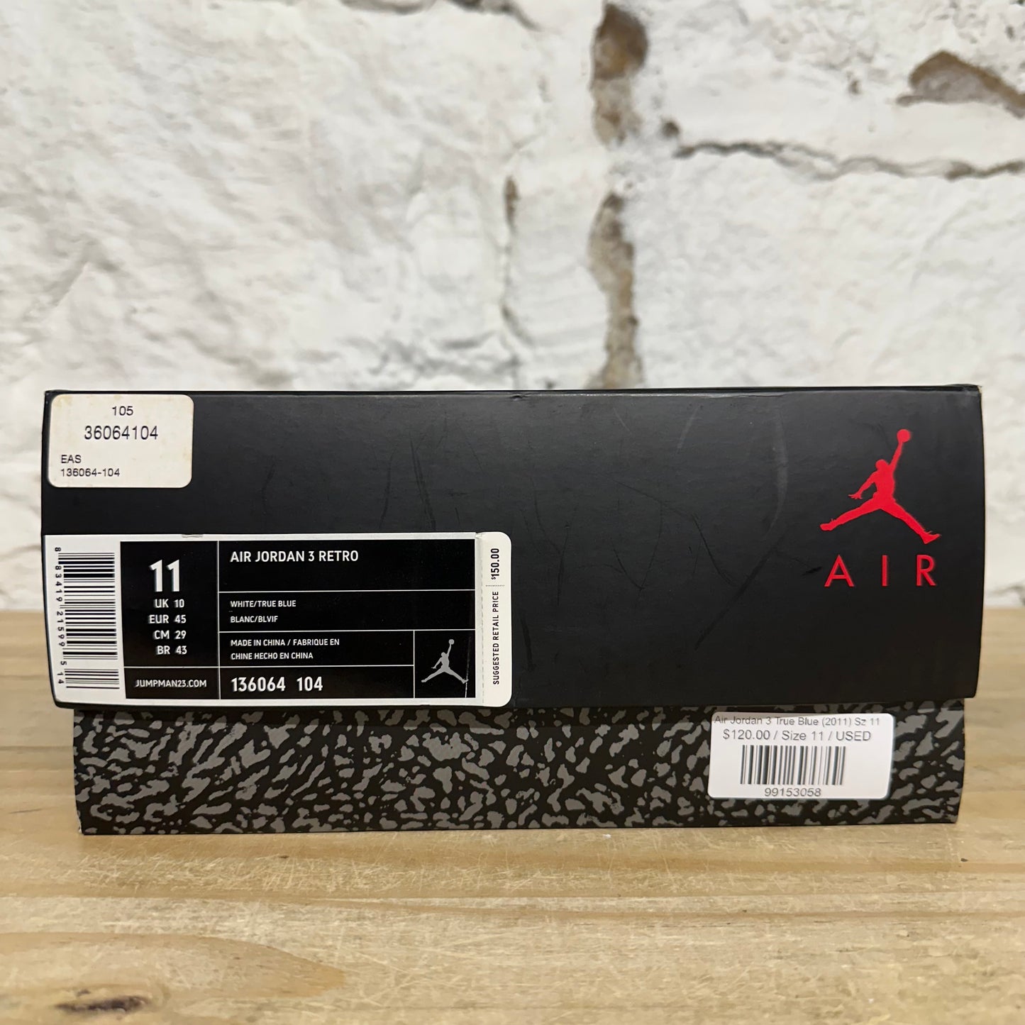 Air Jordan 3 True Blue (2011) Sz 11