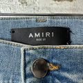 Amiri MX1 Light Blue Suede Blue Denim Jeans Sz 31