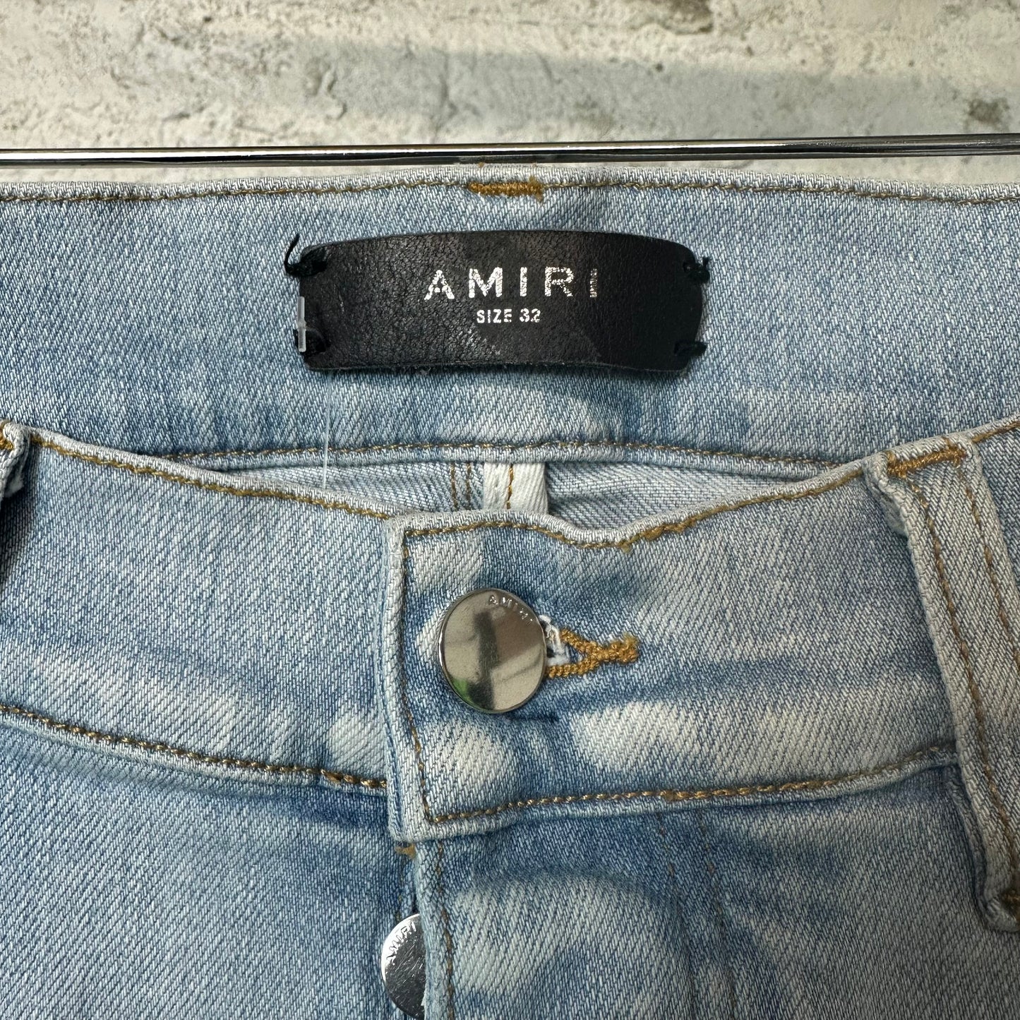 Amiri MX1 Orange Tie Dye Light Blue Denim Jeans Sz 32
