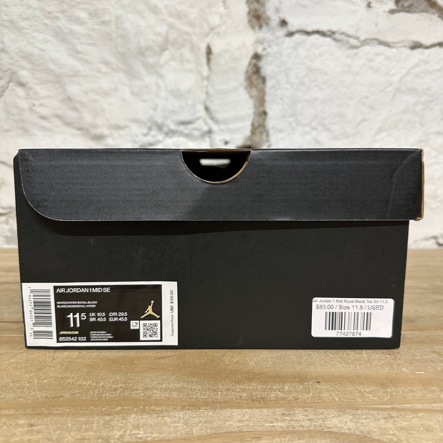 Air Jordan 1 Mid Royal Black Toe Sz 11.5