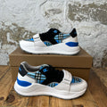 Burberry Ramsey Blue Plaid Black White Sneaker Sz 8 (41)
