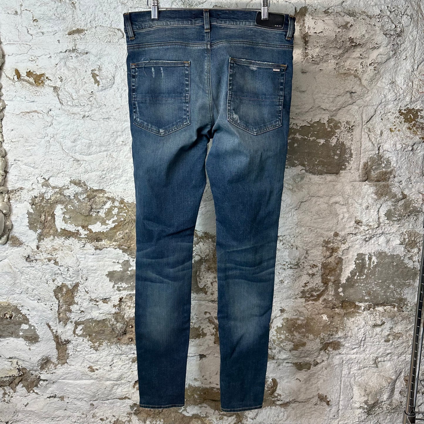 Amiri Knee Hole Dark Blue Denim Jeans Sz 34