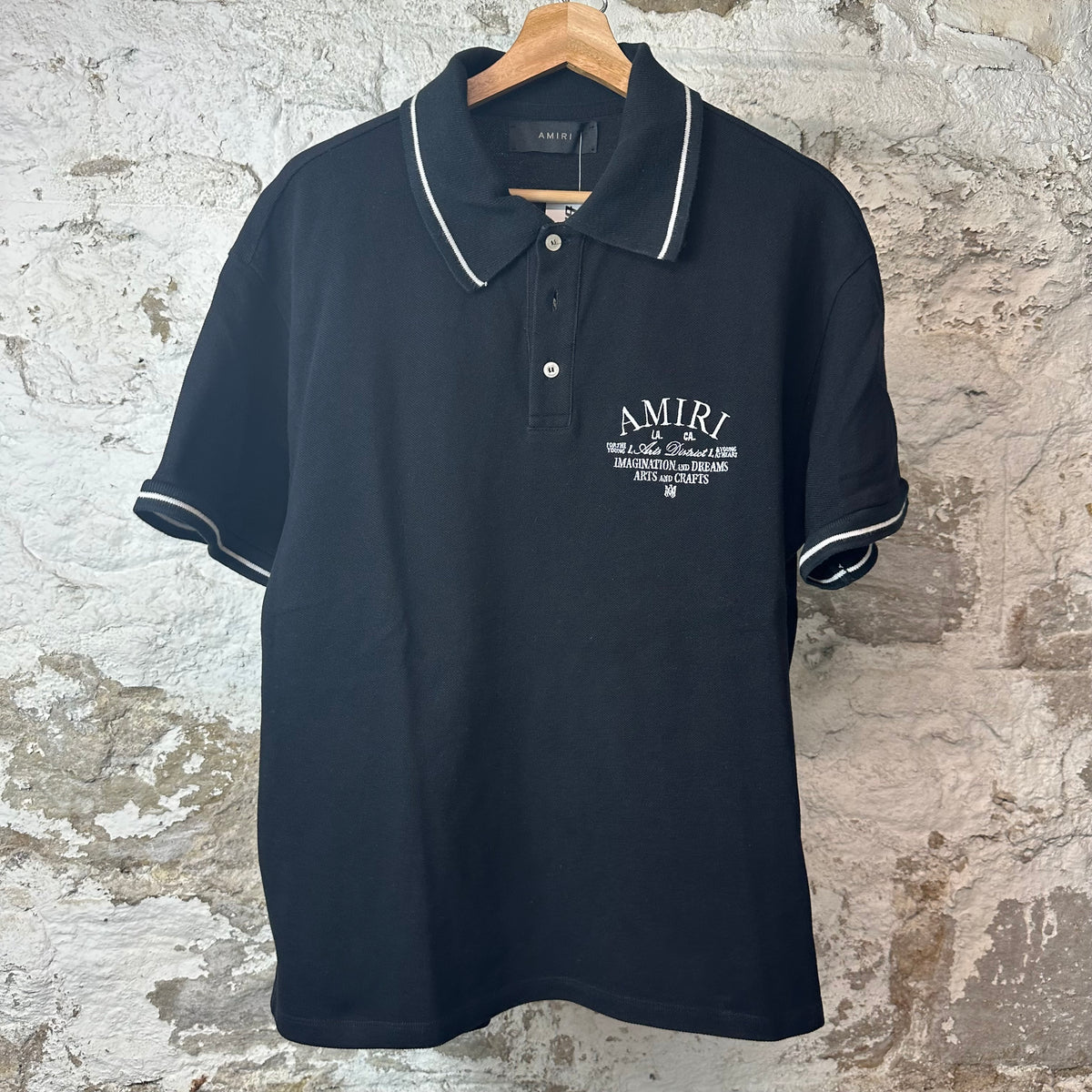 Amiri Arts District Black Polo Shirt Sz L