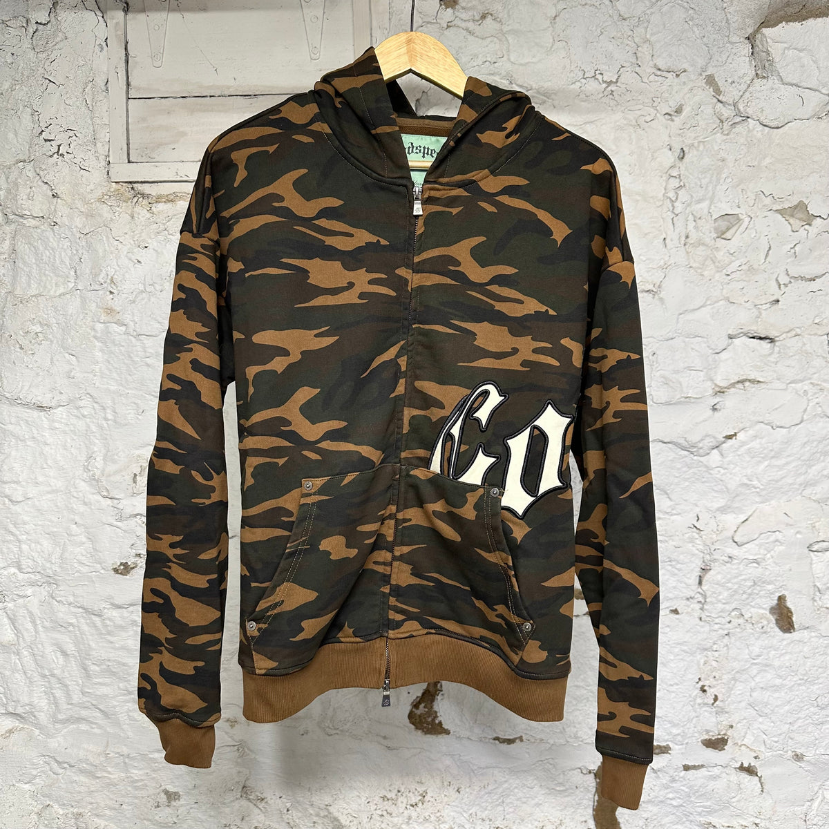 Godspeed OG Logo Brown Camo Zip Up Hoodie Sz S