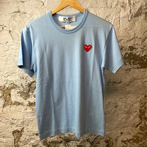 CDG Red Heart T-shirt Blue Sz M DS