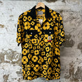Marni Carhart WIP Yellow Floral Black Button Up Shirt Sz S