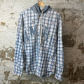 Amiri Blue Plaid Button Up Hooded Jacket Sz XS