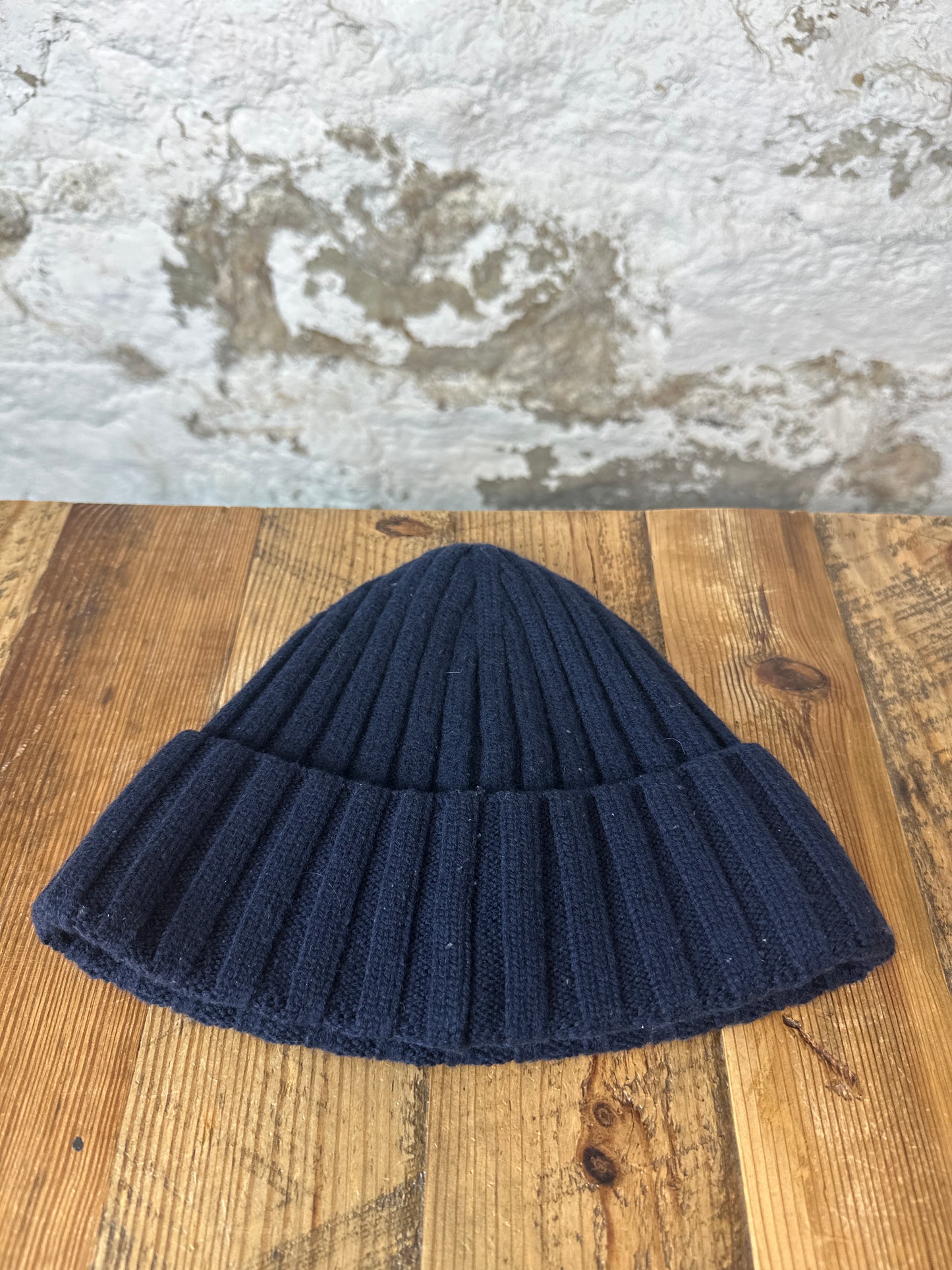 Moncler Small Logo Navy Knit Beanie