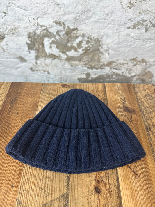 Moncler Small Logo Navy Knit Beanie