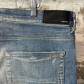 Amiri MX1 Red Suede Blue Denim Jeans Sz 40