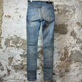 Amiri MX1 Black Leather Blue Denim Jeans Sz 29