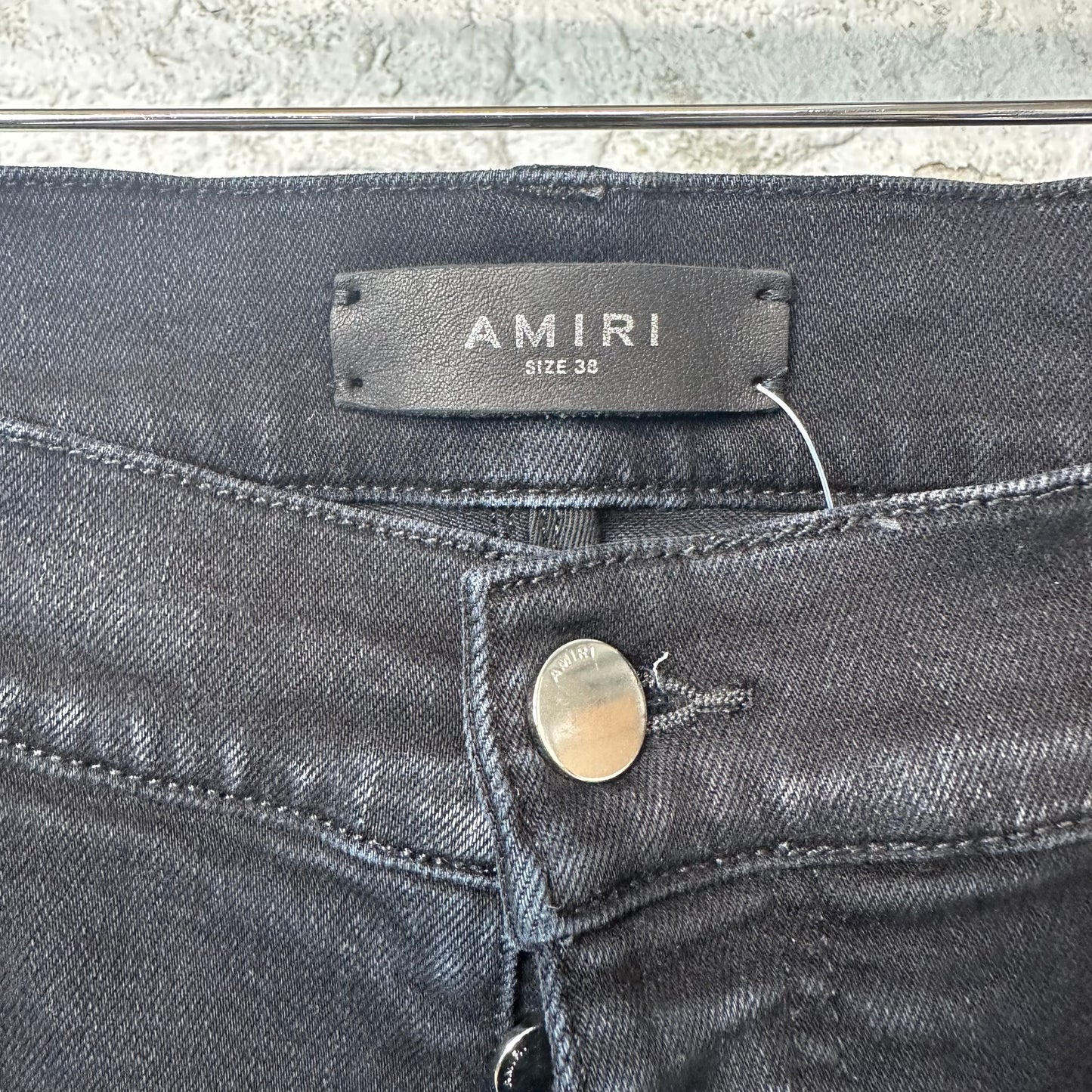 Amiri MX1 Red Suede Black Denim Jeans Sz 38
