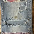 Amiri Multicolor Paisley Patches Blue Denim Jeans Sz 30