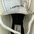 Chanel SIlver CC Cream White Trainer Sneaker Sz 8.5 (41.5) DS