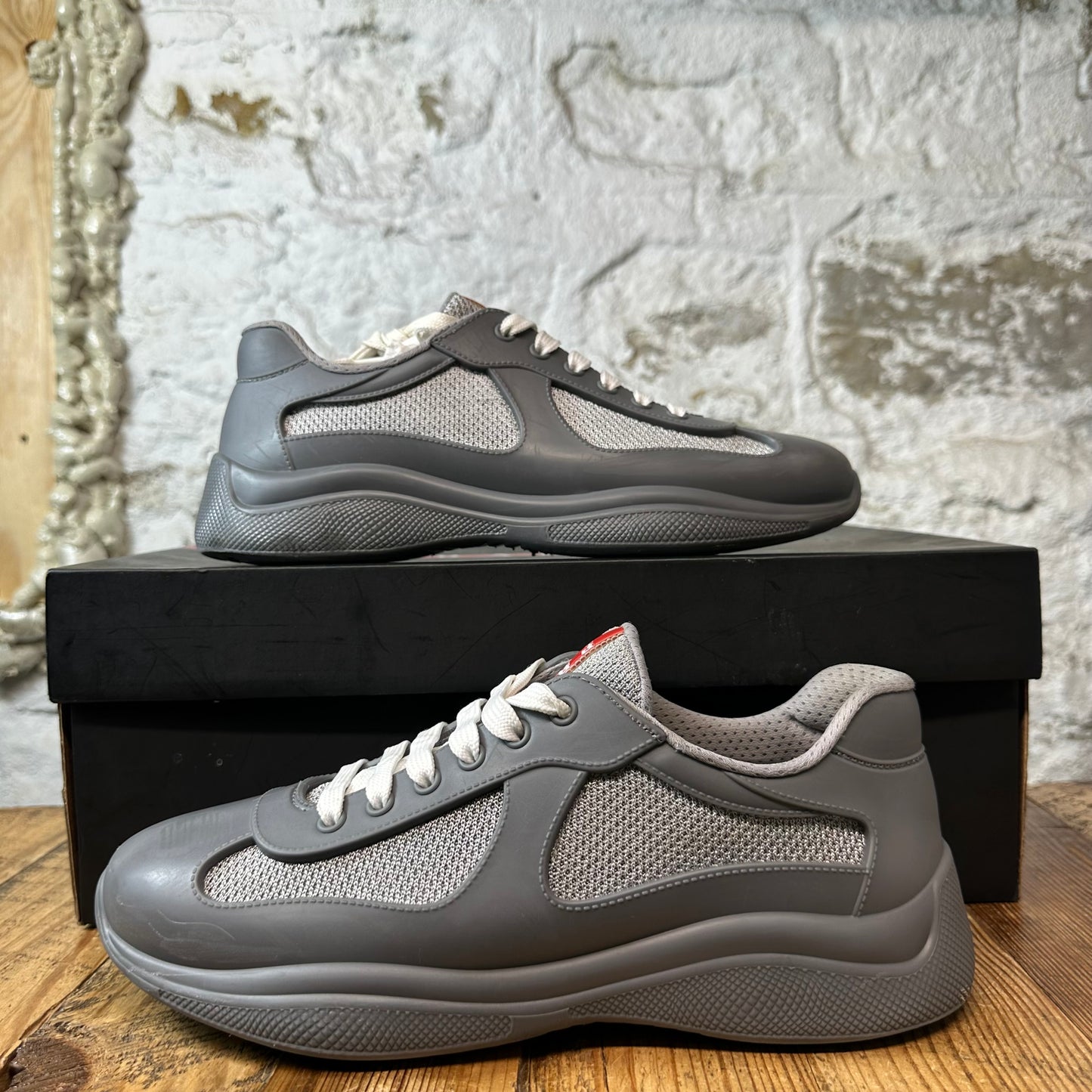 Prada Americas Cup Grey Rubber Sneaker Sz 7 (40)