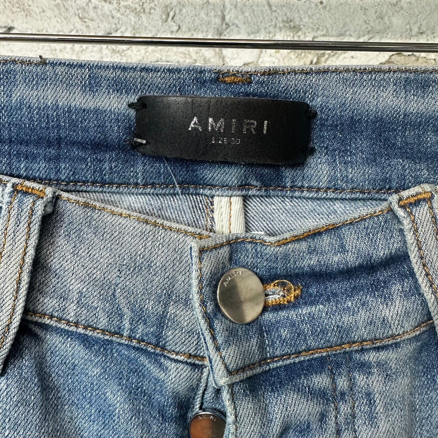 Amiri MX1 Olympic Patch Blue Denim Jeans Sz 30