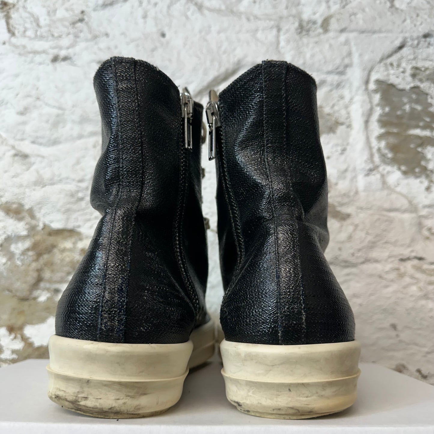 Rick Owens High Black Vinyl Milk Sneaker Sz 12 (45)