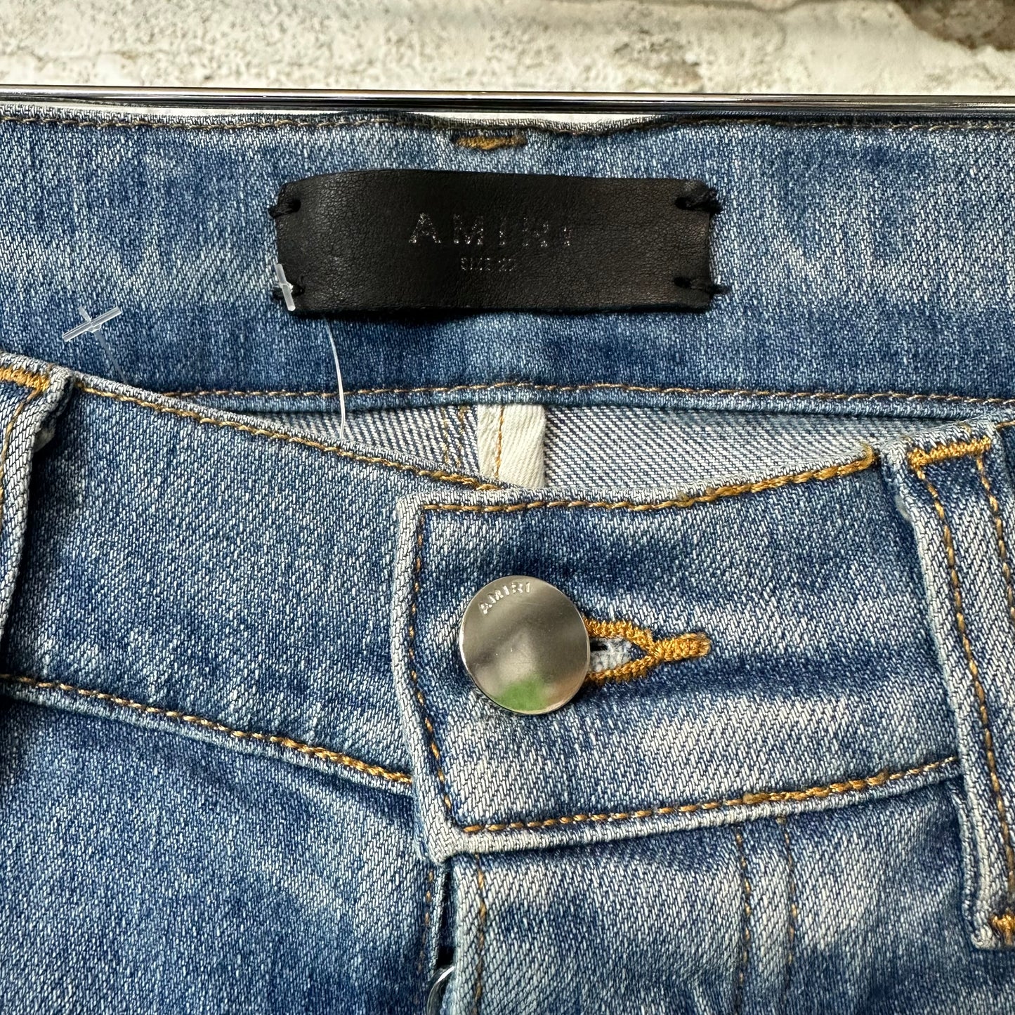 Amiri Green Camo Bones Blue Denim Jeans Sz 29