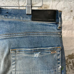 Amiri MX1 Denim Patch Paint Splatter Blue Denim Jeans Sz 32
