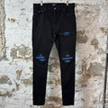Amiri MX1 Blue Suede Black Denim Jeans Sz 36