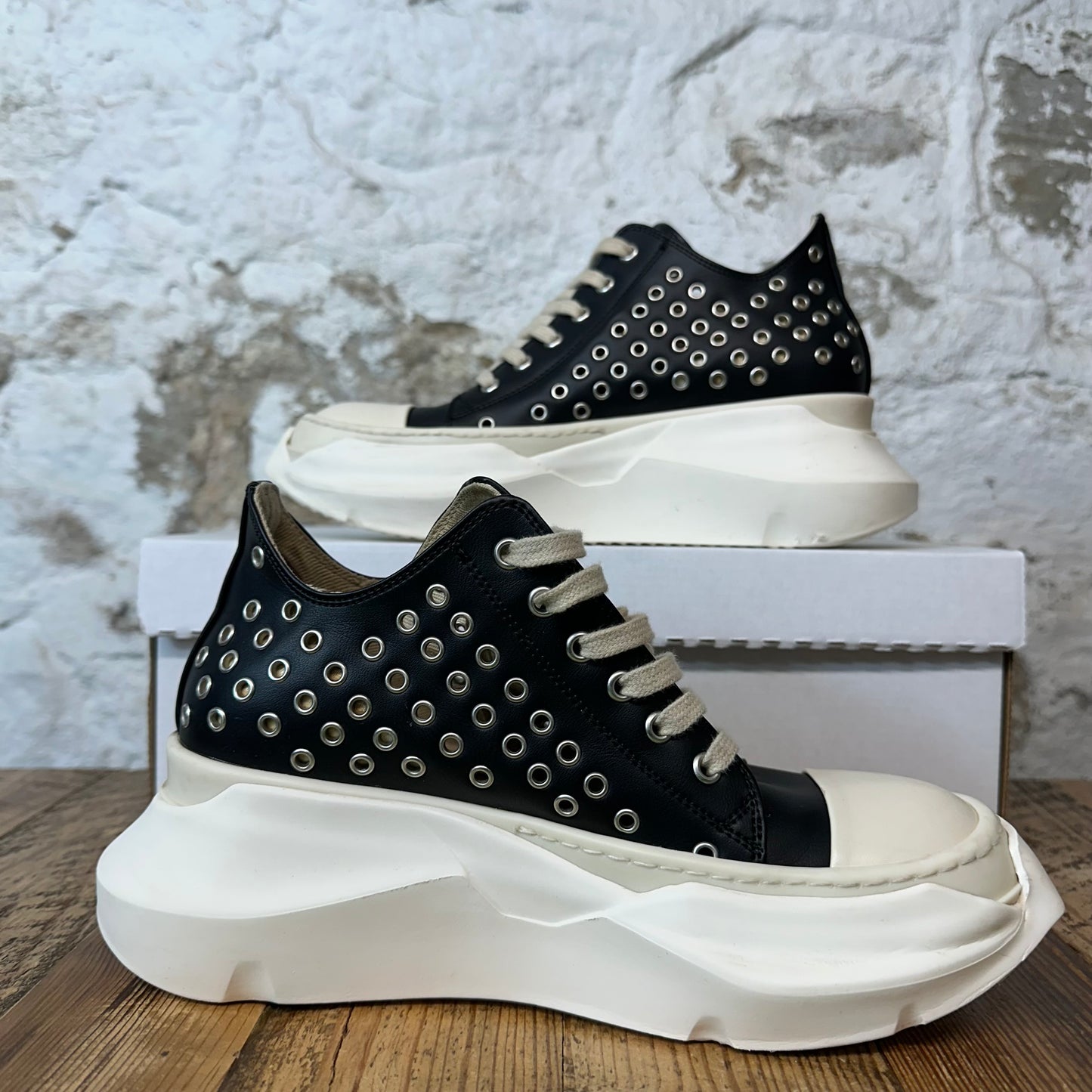 Rick Owens Abstract Eyelette Black Milk Sneaker Sz 6 (38)