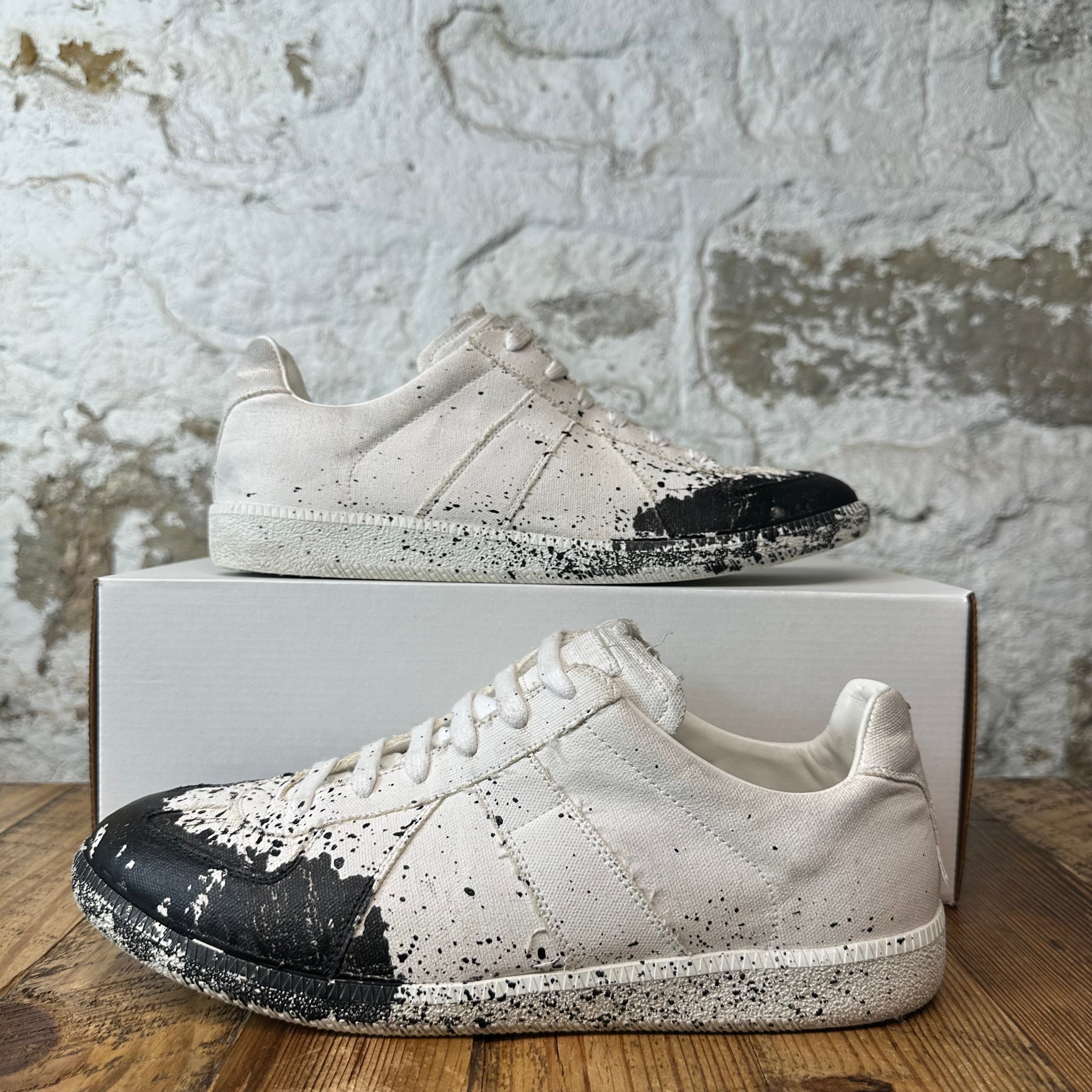 Maison Margiela Replica White Canvas Black Paint Splatter Sneaker Sz 11 (44)