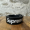 Supreme Repeat Logo Black Leather Belt Sz S