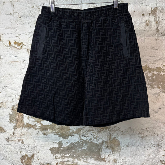 Fendi Towel Monogram Shorts Black Sz M