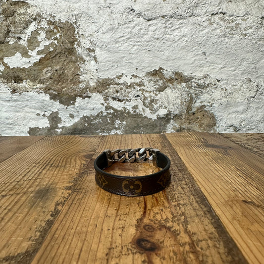 Louis Vuitton Chain Brown Monogram Bracelet Sz (21)