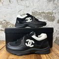 Chanel CC Triple Black Trainer Sneaker Sz 6 (38.5) DS