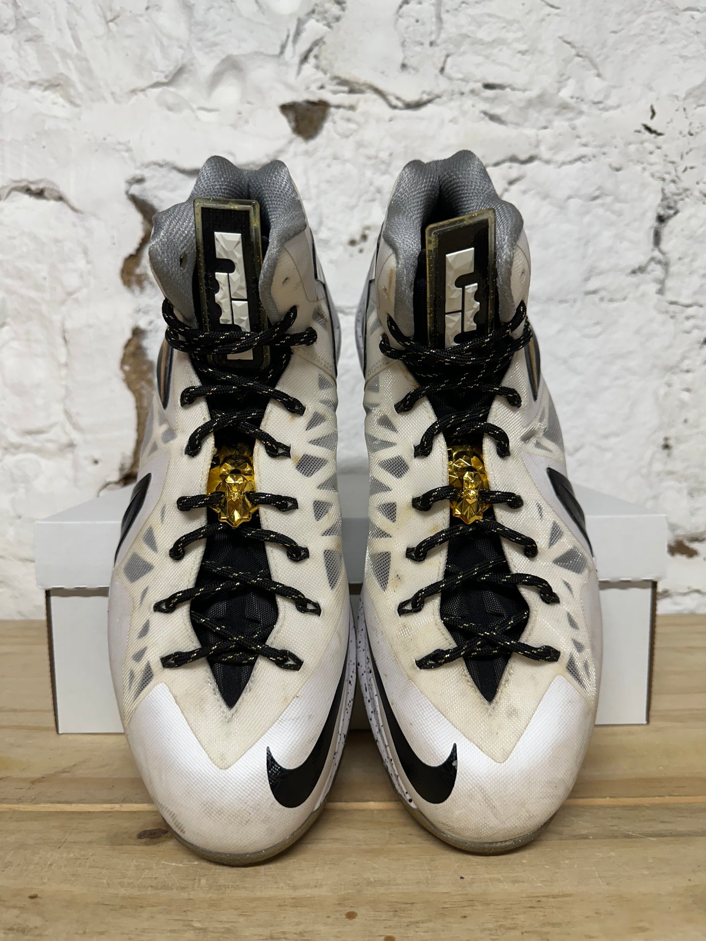 Nike Lebron 10 PS Elite White Gold Sz 12.5