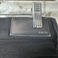 Amiri Black Leather Core Logo Black Waxed Denim Jeans Sz 29