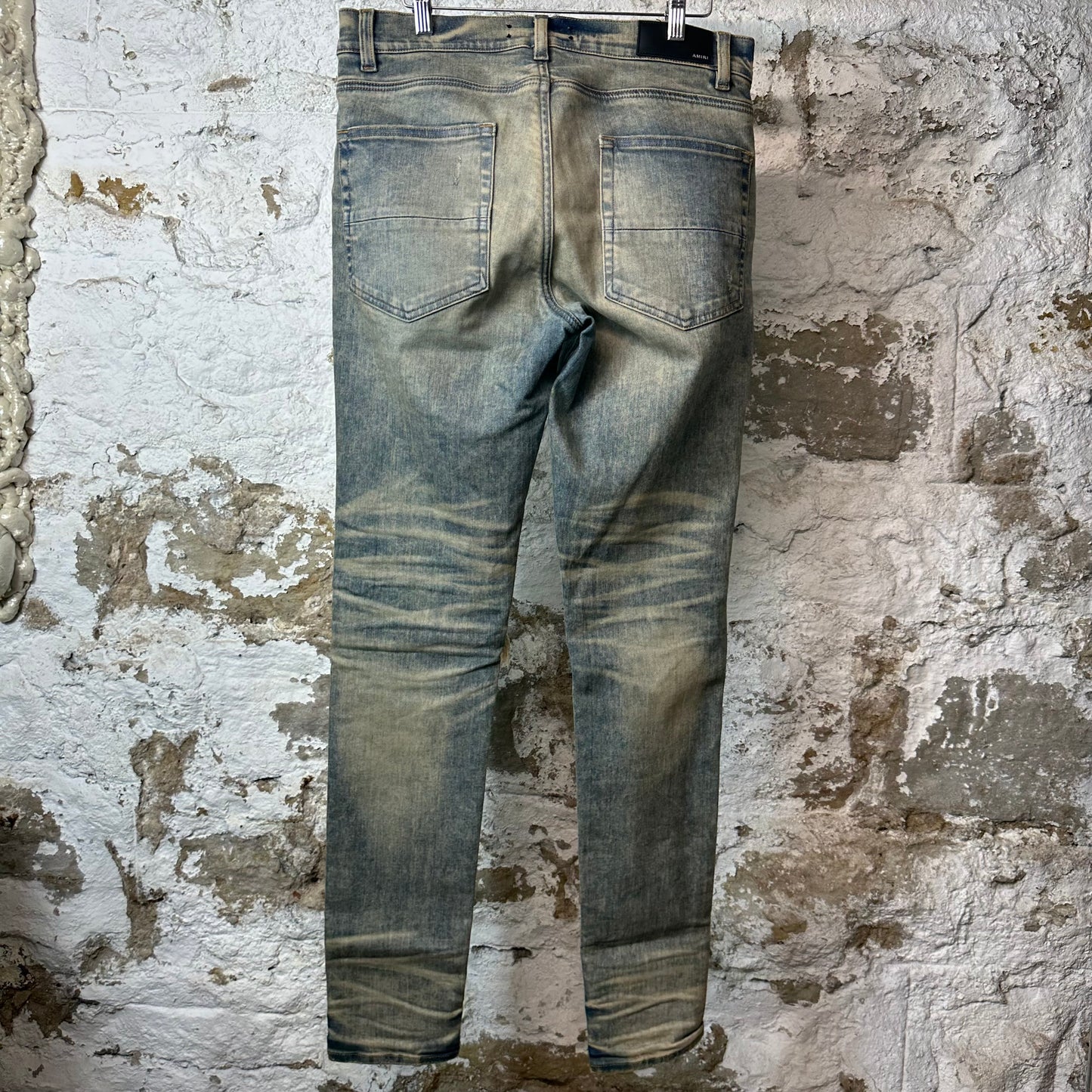 Amiri MX1 Blue Paisley Acid Wash Blue Denim Jeans Sz 34