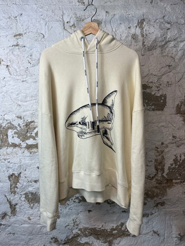 Palm Angels Shark Hoodie Cream Sz XL