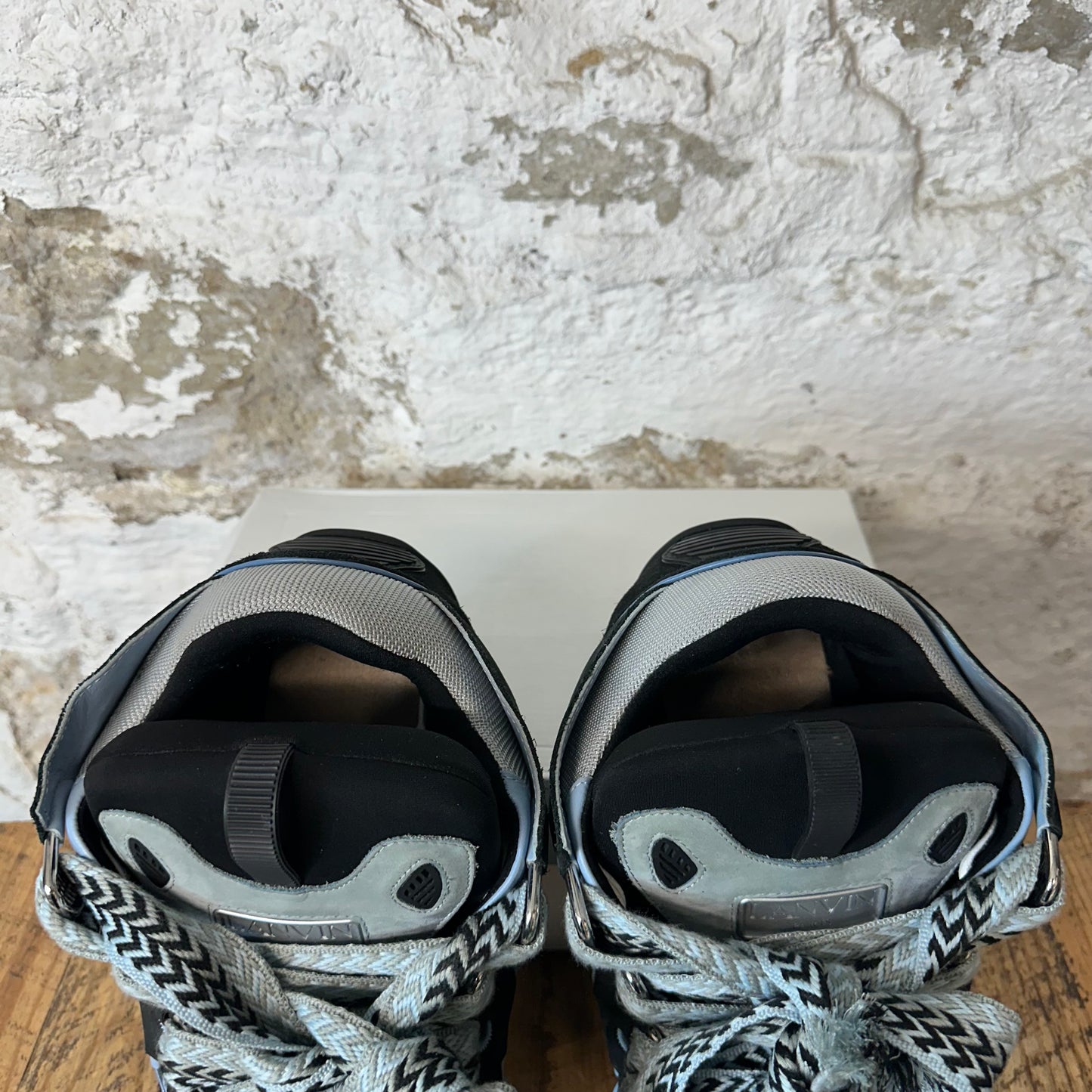 Lanvin Curb Blue Lace Black Sneaker Sz 15 (48)