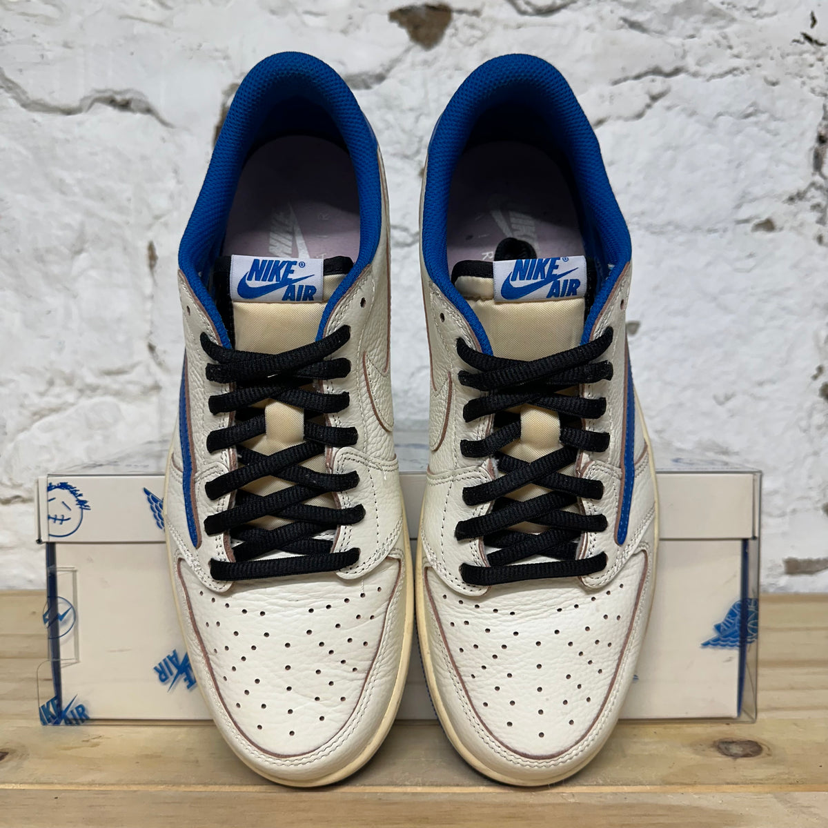 Air Jordan 1 Low Travis Scott Fragment Sail Military Blue Sz 10.5