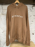 Givenchy Chest Logo Tan Hoodie Sz 2XL DS