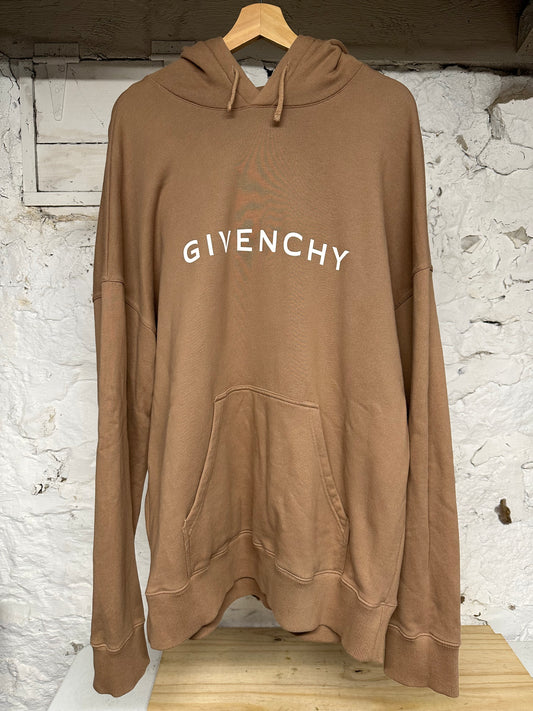 Givenchy Chest Logo Tan Hoodie Sz 2XL DS