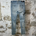 Amiri Black Paisley Old English Blue Denim Jeans Sz 32