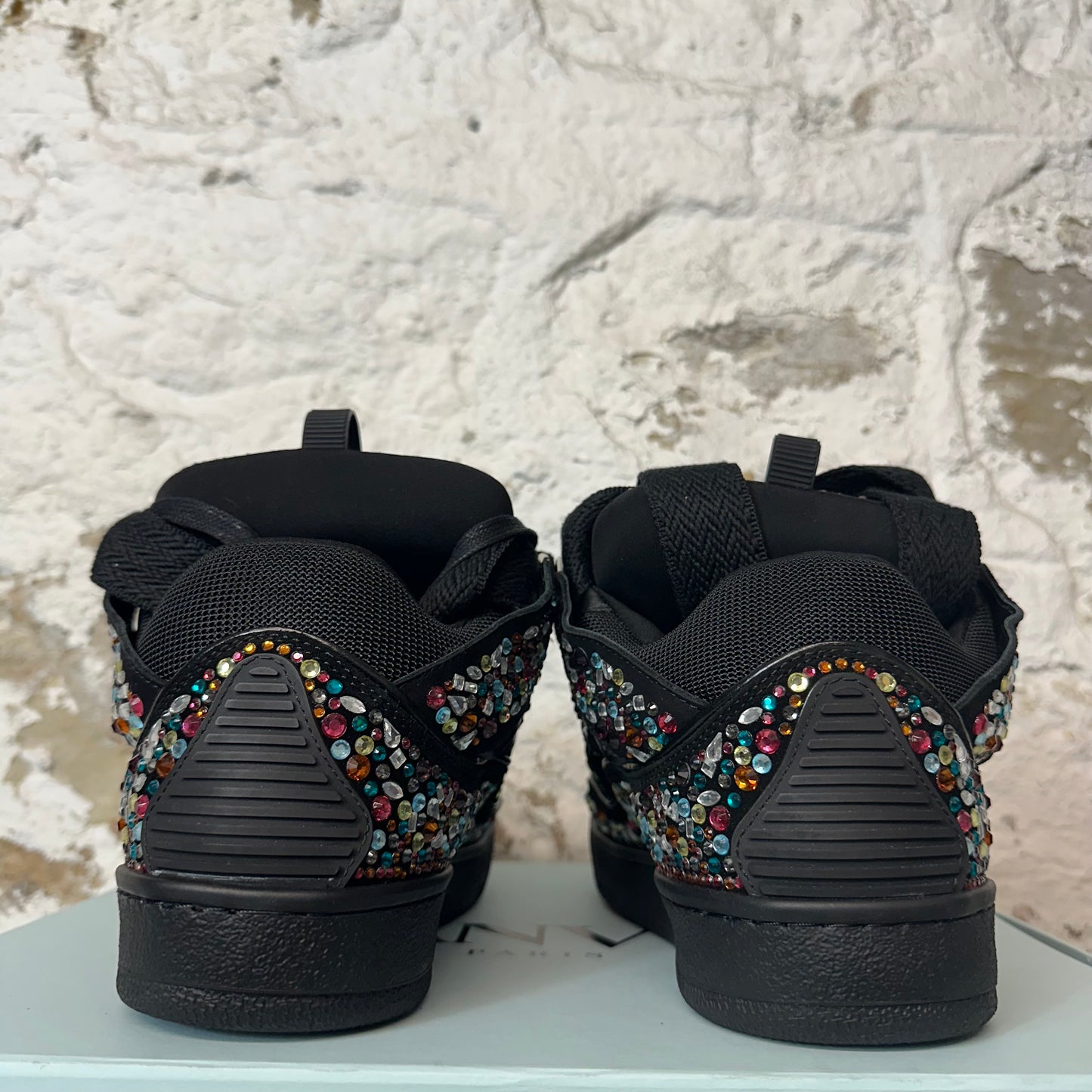 Lanvin Curb Multicolor Rhinestone Black Sneaker