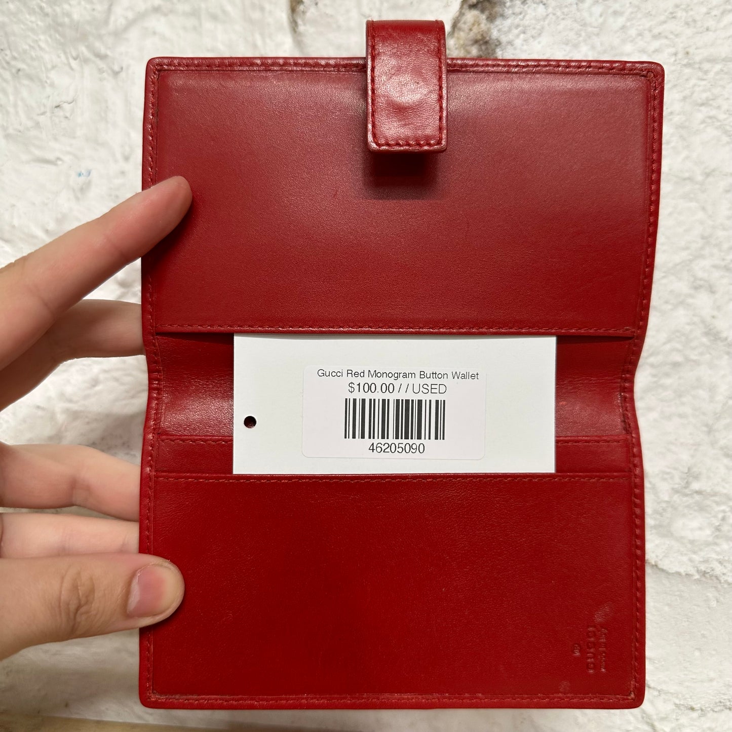 Gucci Red Monogram Button Wallet