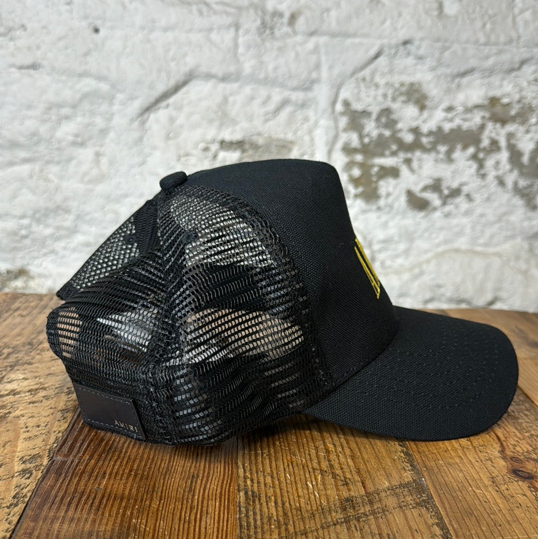 Amiri Yellow Spell Black Trucker Hat DS
