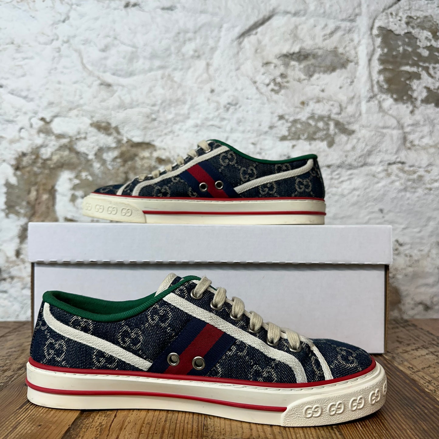 Gucci Tennis 1977 Blue Monogram Sneaker Sz 5 (37)
