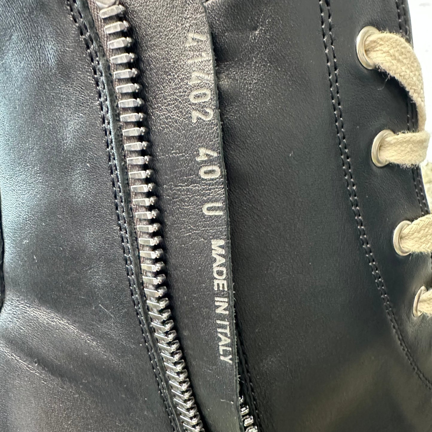 Rick Owens High Black Leather Milk Sneaker Sz 7 (40)
