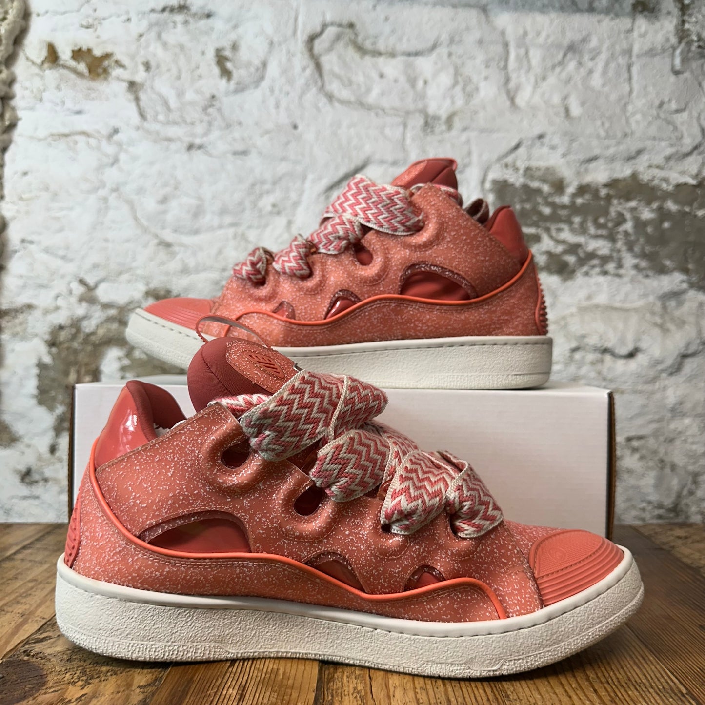 Lanvin Curb Pink Speckled White Sneaker Sz 11 (44)